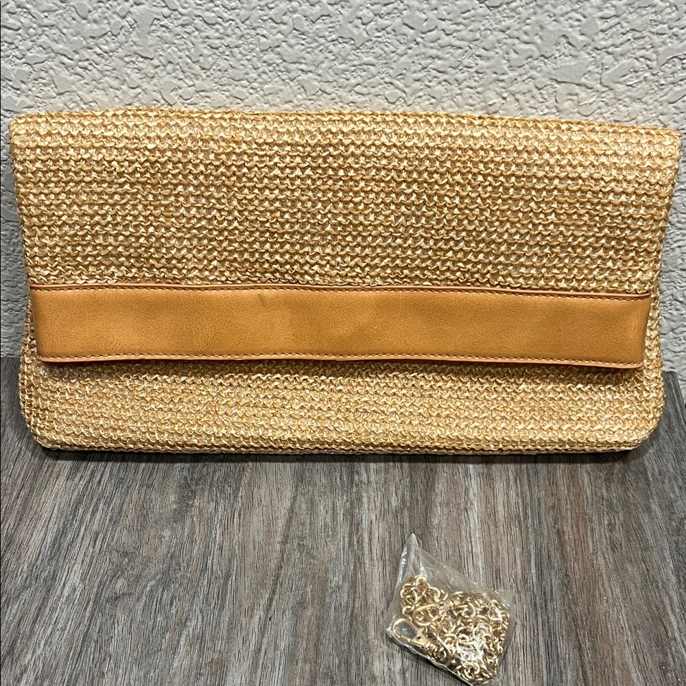 Elegant Tan and Gold Clutch